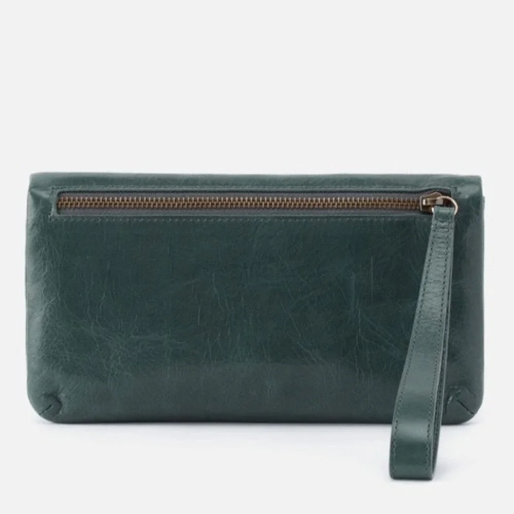 HOBO LAUREN CLUTCH LEATHER WRISTLET WALLET Sage Henna Luxury Leather, NWT - Picture 10 of 15